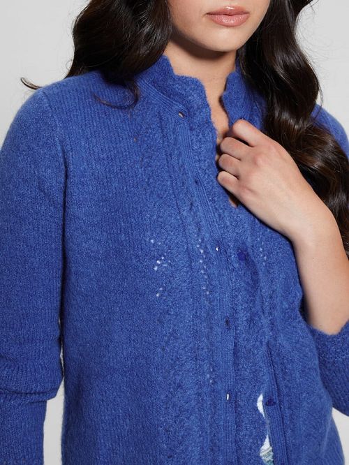 Guess Eco Macie Crochet Cardigan Albastri | GUESS-SN27760