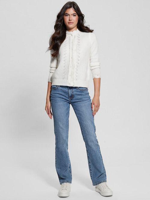 Guess Eco Macie Crochet Cardigan Albi | GUESS-SN27253