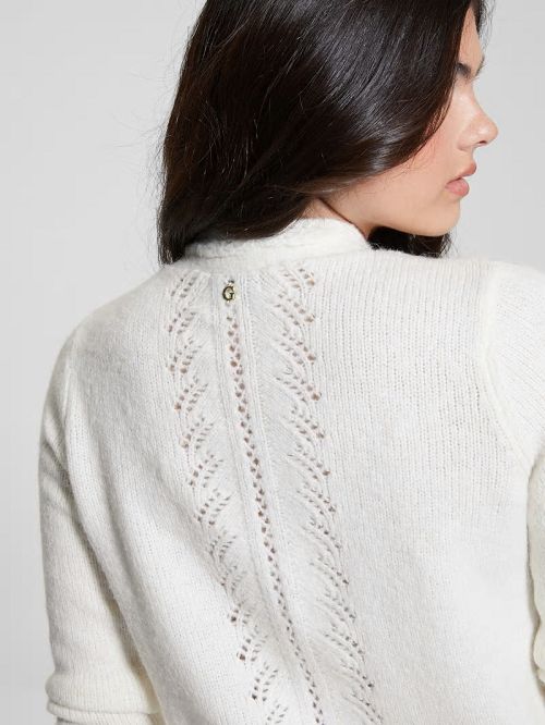 Guess Eco Macie Crochet Cardigan Albi | GUESS-SN27253