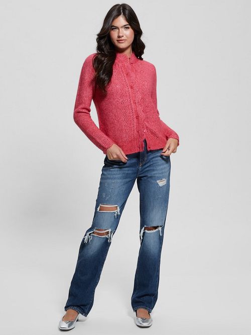 Guess Eco Macie Crochet Cardigan Roz | GUESS-SN27679