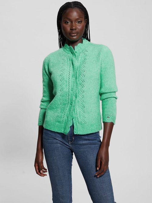 Guess Eco Macie Crochet Cardigan Verzi | GUESS-SN27472