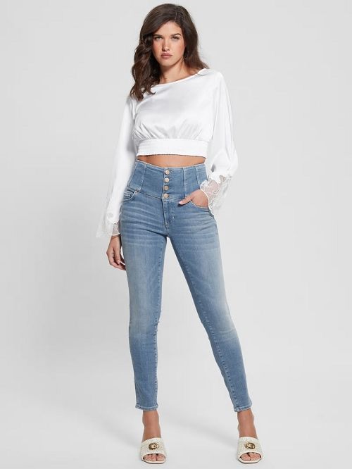 Guess Eco Maeve Satin Top Albi | GUESS-SN27604