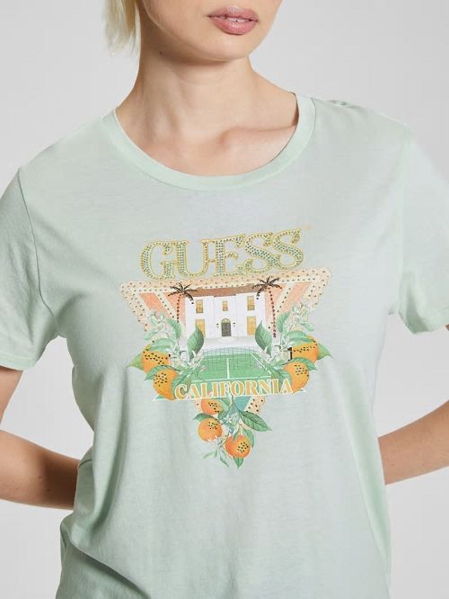 Guess Eco Mansion Easy Logo Tee Albastri | GUESS-SN27114