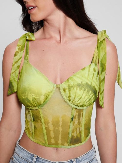 Guess Eco Margot Mesh Corset Top Verzi | GUESS-SN27602