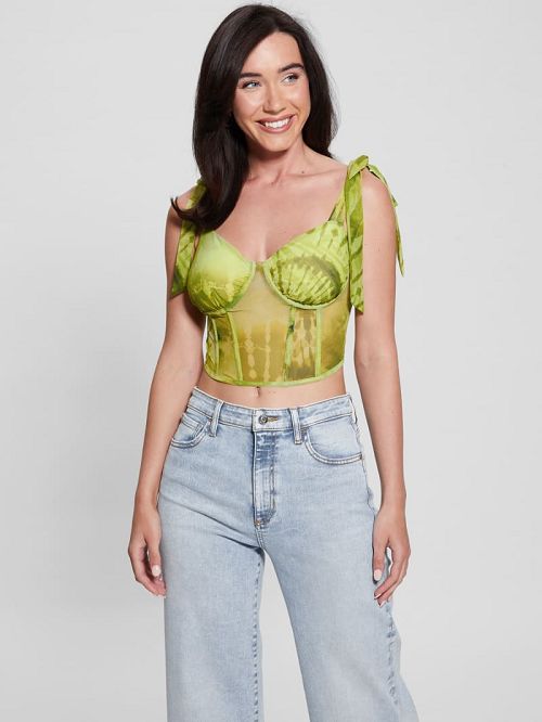 Guess Eco Margot Mesh Corset Top Verzi | GUESS-SN27602