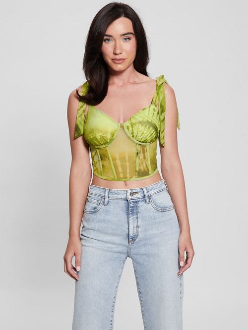 Guess Eco Margot Mesh Corset Top Verzi | GUESS-SN27602