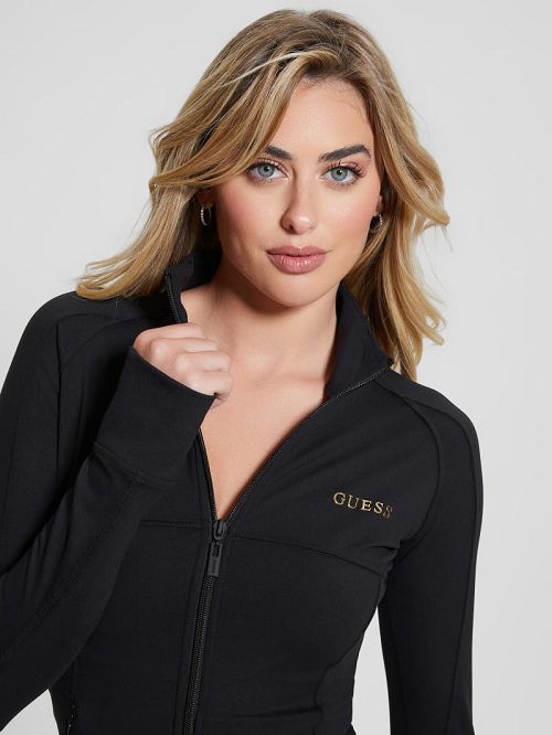 Guess Eco Marika Active Zip Top Negrii | GUESS-SN28399