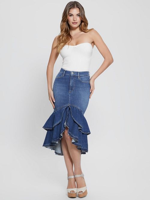 Guess Eco Marina Denim Skirt Albastri | GUESS-SN26616