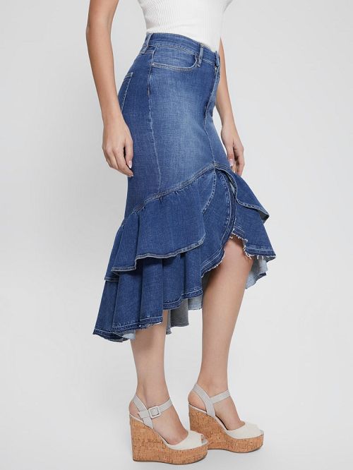 Guess Eco Marina Denim Skirt Albastri | GUESS-SN26616