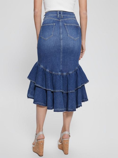 Guess Eco Marina Denim Skirt Albastri | GUESS-SN26616