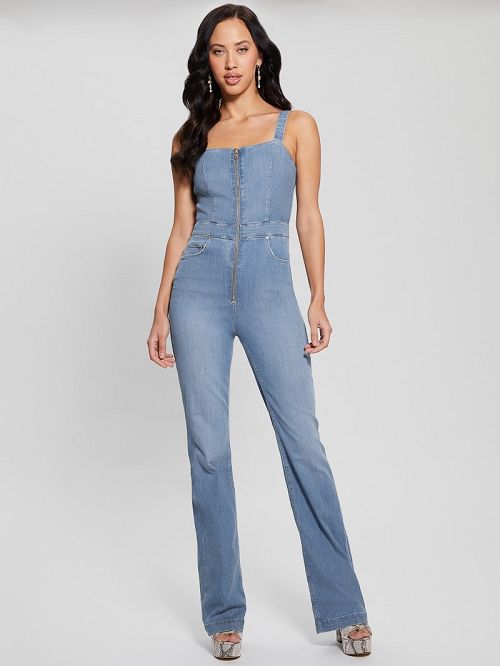 Guess Eco Mariposa Denim Jumpsuit Albastri | GUESS-SN26685