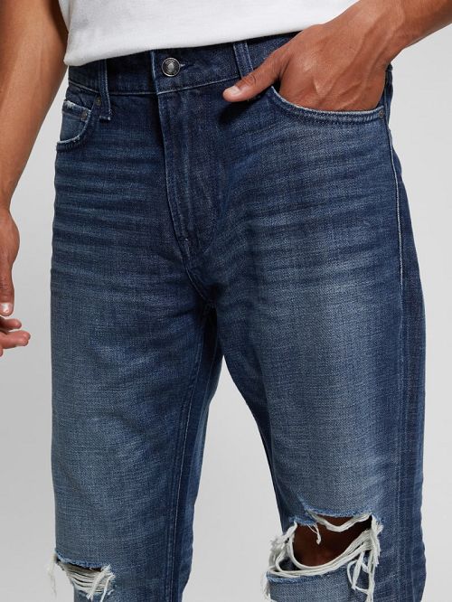 Guess Eco Mateo Distressed Straight Jeans Albastri | GUESS-SN30459