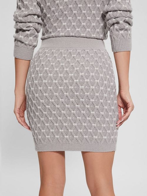 Guess Eco Maya Cross-Stitch Sweater Skirt Gri | GUESS-SN28141
