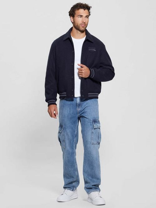 Guess Eco Melton Flight Jacket Albastri | GUESS-SN30857