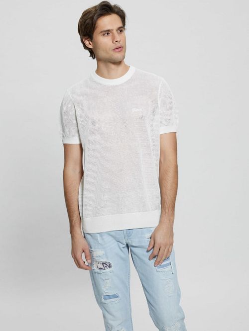 Guess Eco Mesh Lenny Crewneck Tee Albi | GUESS-SN30628