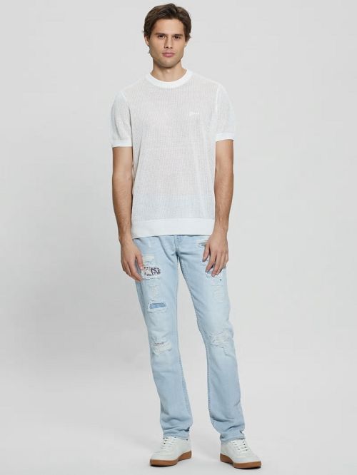 Guess Eco Mesh Lenny Crewneck Tee Albi | GUESS-SN30975