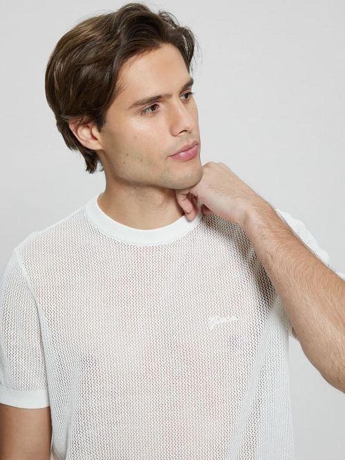 Guess Eco Mesh Lenny Crewneck Tee Albi | GUESS-SN30975