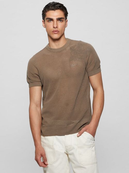 Guess Eco Mesh Lenny Crewneck Tee Maro | GUESS-SN30638