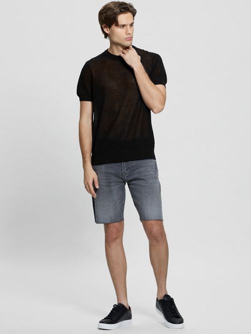 Guess Eco Mesh Lenny Crewneck Tee Negrii | GUESS-SN30940