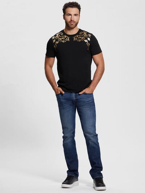Guess Eco Metallic Baroque Tee Negrii | GUESS-SN30602