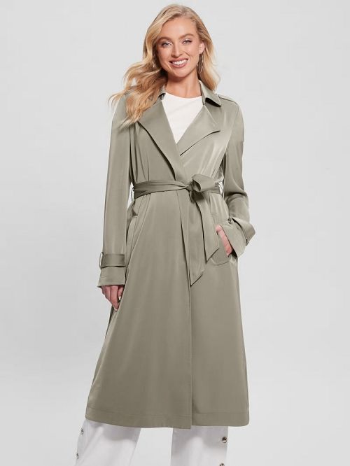 Guess Eco Micole Satin Trench Coat Verzi | GUESS-SN27974