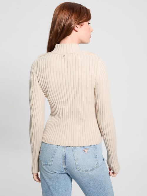 Guess Eco Mila Faux-Fur Zipped Cardigan Albi | GUESS-SN27828