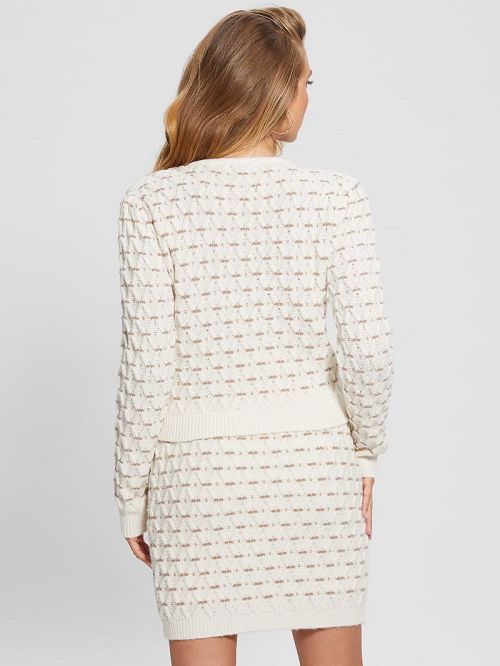 Guess Eco Miya Cross-Stitch Cardigan Sweater Albi | GUESS-SN27305