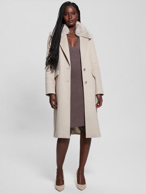 Guess Eco Nancy Wool-Blend Coat Bej | GUESS-SN28016