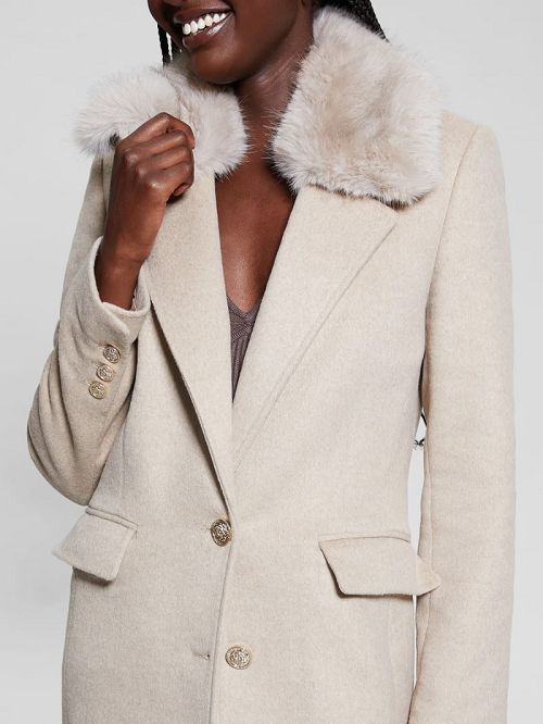 Guess Eco Nancy Wool-Blend Coat Bej | GUESS-SN28016