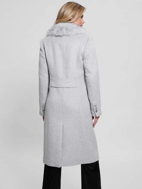 Guess Eco Nancy Wool-Blend Coat Gri | GUESS-SN27992