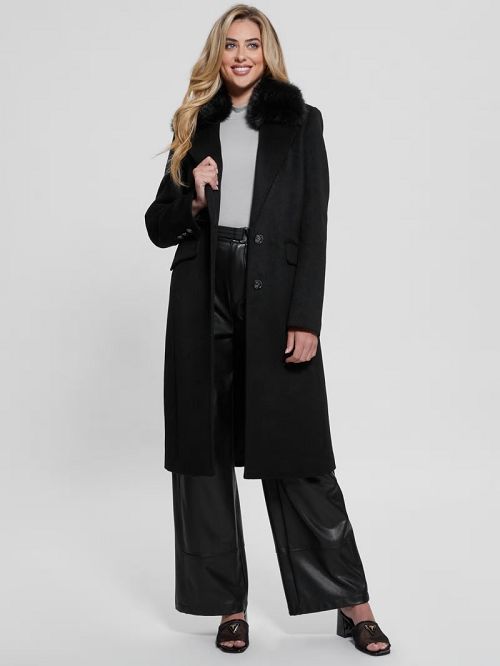 Guess Eco Nancy Wool-Blend Coat Negrii | GUESS-SN27991