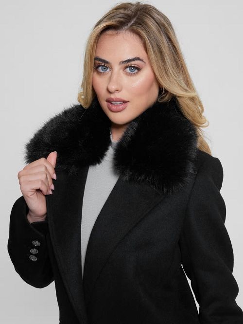 Guess Eco Nancy Wool-Blend Coat Negrii | GUESS-SN27991