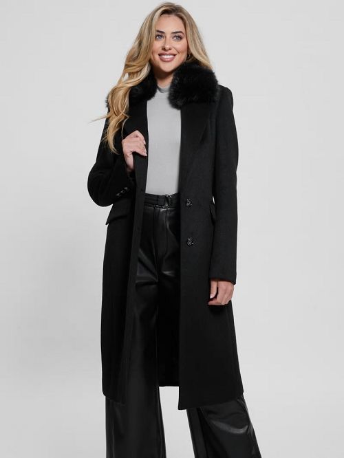 Guess Eco Nancy Wool-Blend Coat Negrii | GUESS-SN27991