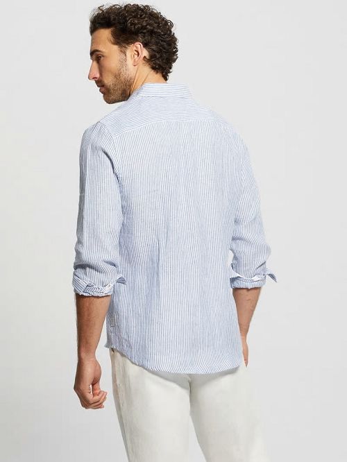 Guess Eco Nautical Striped Linen Shirt Albastri | GUESS-SN31102