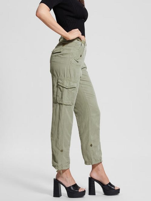 Guess Eco Nessi Linen Cargo Pants Verzi | GUESS-SN28295
