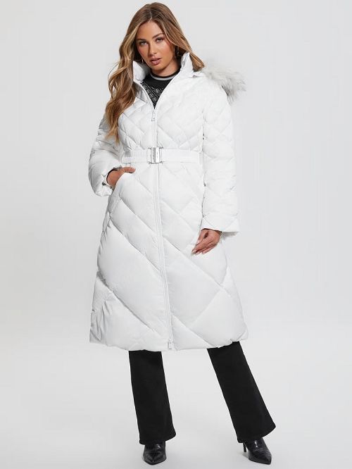 Guess Eco Olga Long Down Jacket Albi | GUESS-SN27914