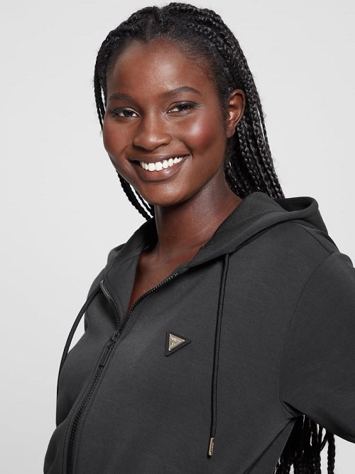 Guess Eco Olympe Full-Zip Hoodie Sweatshirt Negrii | GUESS-SN27886