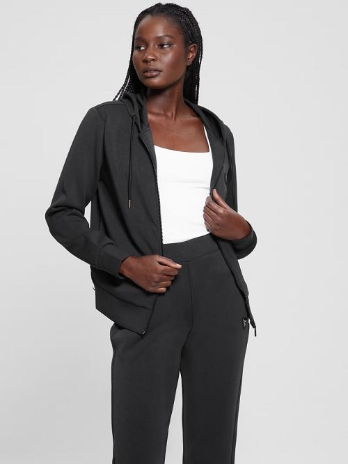 Guess Eco Olympe Full-Zip Hoodie Sweatshirt Negrii | GUESS-SN27886