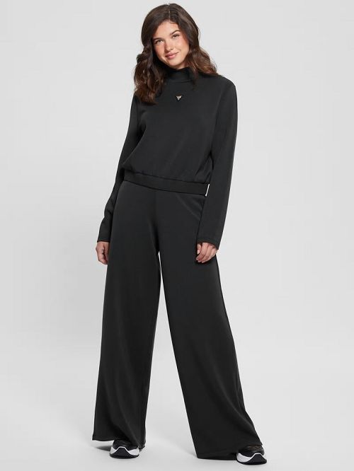 Guess Eco Olympe High-Neck Sweatshirt Negrii | GUESS-SN28385
