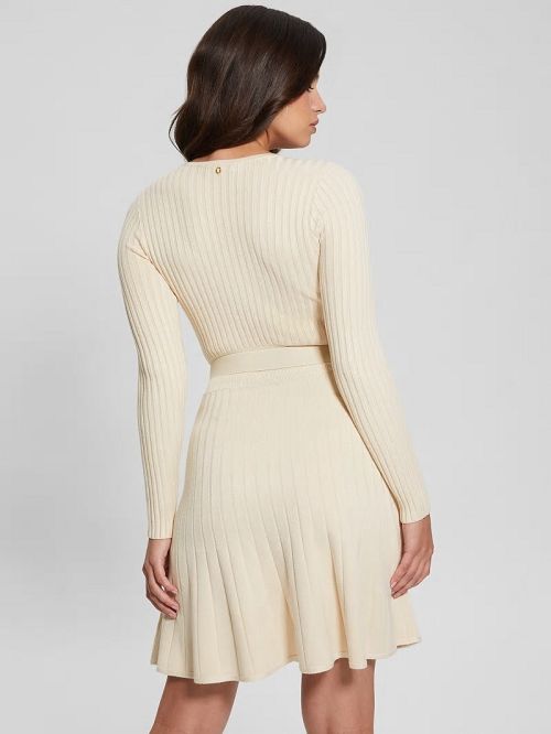 Guess Eco Paige Pleated Sweater Dress Albi | GUESS-SN27042