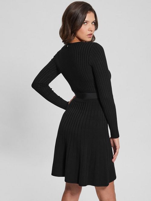 Guess Eco Paige Pleated Sweater Dress Negrii | GUESS-SN26904
