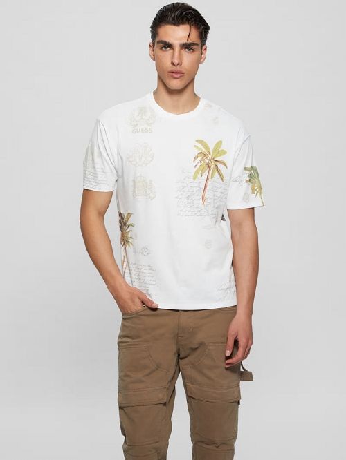 Guess Eco Palm Collage Tee Albi | GUESS-SN30581