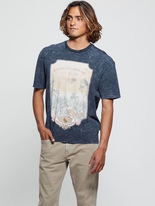 Guess Eco Paraiso Postcard Tee Negrii | GUESS-SN30571
