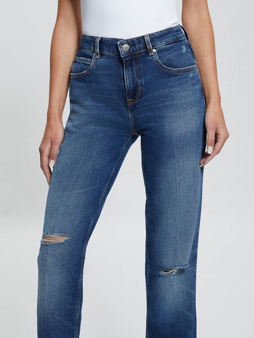 Guess Eco Paulette Flare Split Denim Pants Albastri | GUESS-SN26649