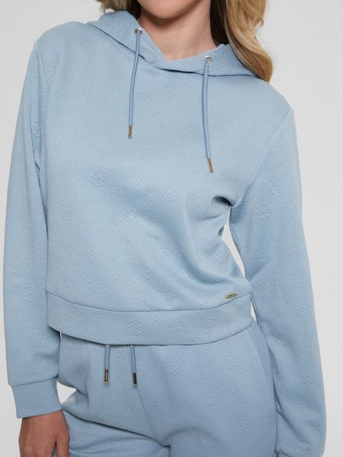 Guess Eco Peony Crop Hoodie Albastri | GUESS-SN28410