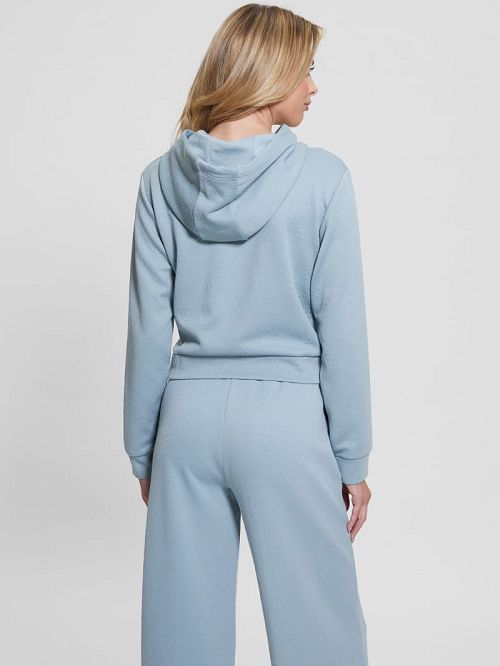 Guess Eco Peony Crop Hoodie Albastri | GUESS-SN28410