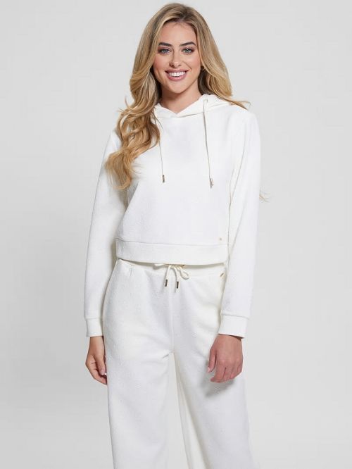 Guess Eco Peony Crop Hoodie Albi | GUESS-SN28406