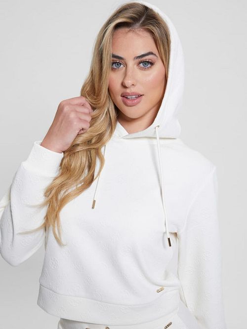 Guess Eco Peony Crop Hoodie Albi | GUESS-SN28406