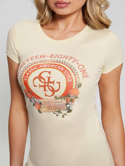 Guess Eco Picnic Logo Tee Bej | GUESS-SN27077