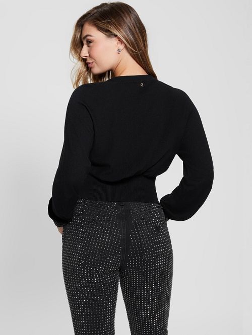 Guess Eco Posa Bling Cuff Sweater Negrii | GUESS-SN27730